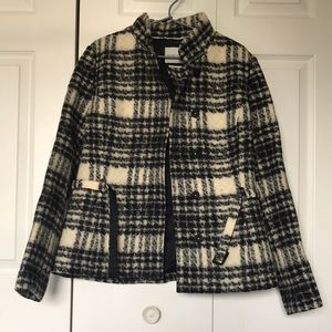 Plaid Women's Jacket - Black and Cream